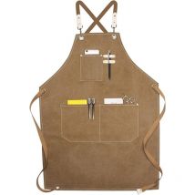 Sollbry Durable Work Apron, Men Tool Kitchen Apron Adjustable Strap Canvas with 4 Pockets, Carpentry Workshop Apron for Barbeque Baker Woodworking