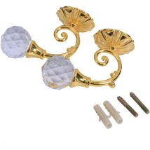 Embrasses de rideaux en métal et verre cristal pour fenêtre, crochets de suspension, une paire (doré) - Sollbry