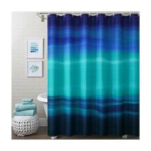 Ensemble de rideau de douche océan bleu marine avec crochets, rideau de douche en tissu abstrait sarcelle ombré pour décor de salle de bain sur le