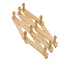 Sollbry - Erweiterbarer Garderobenständer aus Holz, an der Wand befestigter Akkordeonhaken aus Holz zum Aufhängen von Hüten, Mützen, Tassen, Mänteln,