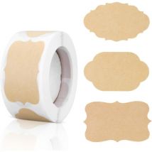 Sollbry Étiquettes autocollantes en papier kraft (250 pièces), étiquettes cadeaux, étiquettes cadeaux, étiquettes cadeaux, étiquettes pour bouteilles