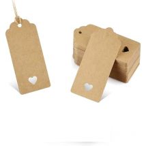 Tiquettes cadeaux, 100 pièces étiquettes cadeaux en papier Kraft avec 100 pièces gratuites de ficelle de jute naturelle pour les cadeaux de vacances