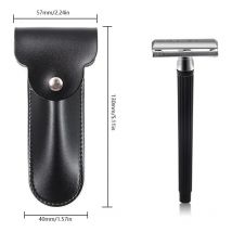 Tui de protection en cuir pour rasoir 57 x 130 mm, étui de protection portable pour rasoirs, étui de rasoir de sécurité noir, garde votre lame de