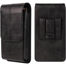 Sollbry - tui de Téléphone en Cuir avec Passant de Ceinture, Sac de Ceinture pour Téléphone Portable Homme Noir, Vertical Sacoche de Ceinture Cuir