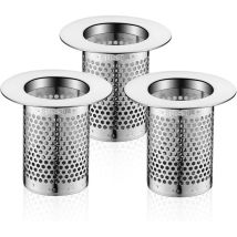 Filtre a Cheveux Douche, 3 Pièces Inoxydable Filtre Lavabo Salle de Bain, 5,5 × 5cm Bouchon Lavabo Filtre pour Balcon, Cuisines Filtre de Siphon de