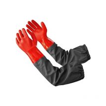 Sollbry - Guantes de estanque de brazo completo, extra largos, impermeables, con forro de algodón, para limpieza de estanques, mantenimiento e