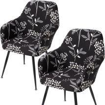 Housse de Chaise Extensible Lot de 2 Housses de Chaise de Salle à Manger avec Accoudoirs Housse Chaise Bureau Amovible Lavable Protection Chaise pour