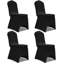 Housse de Chaise Extensible pour Déco Mariage Cérémonie Fête 4 pcs Noir - Sollbry