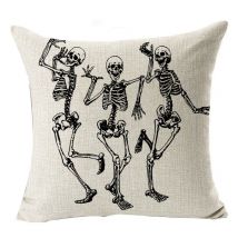 Sollbry Housses de coussin d'Halloween 18x18 Trois crânes squelette humain Décor Coussins Housse pour canapé Halloween Intérieur Extérieur Housses de