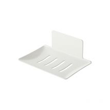 Sollbry - Jabonera de pared de acero al carbono, adhesiva, para cocina y baño, ideal para guardar esponjas, cepillos y jabones (blanco)