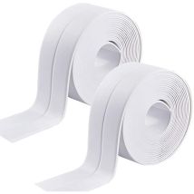 Joint Silicone Blanc Salle de Bain,2 pcs Bande Etancheite Autocollante Scellant Etanche à la Moisissure Ruban d'étanchéité de Bain pour Cuisine