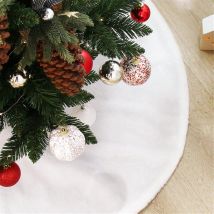 Jupe de Sapin de Noël Peluche Blanc pour Arbre de Noël Tapis d'arbre de Noël pour Décorations de Fête de Vacances d'arbre de Noël, Maison, Vacances