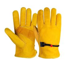 Sollbry - Leather Gardening Gloves for Men and Women, Pair of Puncture Resistant Work Gloves for Drivers, Cutting, Construction, Welding, Storage (l,