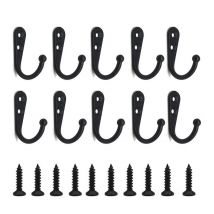Sollbry - Lot de 10 crochets muraux pour suspendre manteaux, peignoirs, clés, serviettes, casquettes, tasses à café, sacs (noir, 41 × 28 × 13 mm)