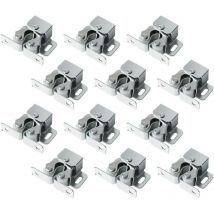Lot de 12 loquets à double rouleau avec lance, loquet à rouleau robuste pour portes d'armoires et placards (argent) - Sollbry