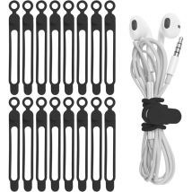 Sollbry - Lot De 16 Sangles De Cble En Silicone Pour Écouteurs, Chargeur De Téléphone, Ordinateur, Attaches De Câble De Fixation Réutilisables Pour