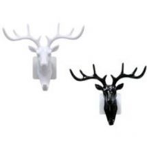 Lot de 2 crochets muraux simples en forme de tête de cerf, crochet pour manteau et chapeau, robuste, rustique, décoratif, cadeau (cerf) - Sollbry