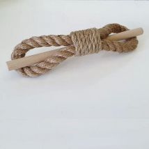 Lot de 2 (ficelle kaki, 2) embrasses de rideaux de style bohème faites à la main avec corde en coton et bois(25cm) - Sollbry