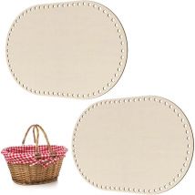 Lot de 2 paniers en bois, fond en crochet ovale, panier à crochet vierge pour tricoter, panier de bricolage, décoration d'intérieur, fournitures de