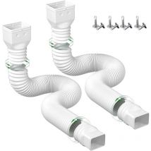 Lot de 2 Rallonges de Bec de Descente de Gouttière Flexibles 53-152 cm, Descente Déviateur de Canalisation D'eau de Puie Universelle, Blanche