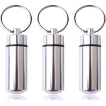 Lot de 3 boîtes à pilules porte-clés, boîte à pilules, porte-clés, capsule étanche, boîte à pilules, boîte à comprimés, porte-clés, étanche, en