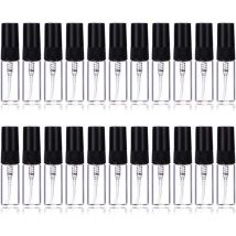 Sollbry - Lot de 35 minis flacons vaporisateurs rechargeables de voyage en verre transparent (3 ml, noir)