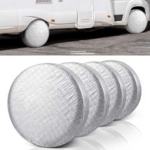 Lot de 4 Housses de Pneu imperméables à l'eau et à la poussière en Aluminium Anti-UV avec Crochets pour Voiture, Camping-Car, suv, Camion, remorque,