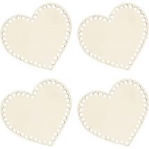 Lot de 4 paniers ronds en bois naturel - Base creuse pour la fabrication de tricot, de fil à tricoter, de fil à crochet, de bricolage, de matériel de