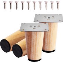 Sollbry - Lot de 4 Pieds de Canapé en bois massif,Pieds de Meubles pour Armoire Lit Reliable,Jambes Canapé en bois