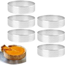 Sollbry Lot de 6 Anneaux de Tartes en Acier Inoxydable 8 cm en Forme de Cercle, Cercle à Tarte en Acier Inoxydable, Résistants à la Chaleur, Perforés