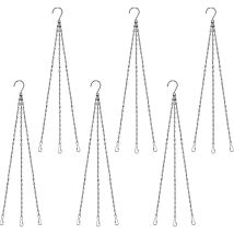 Sollbry - Lot de 6 chaînes de panier suspendues noires avec crochets, chaînes de pot de fleurs suspendues, chaînes de suspension à 3 points, chaînes