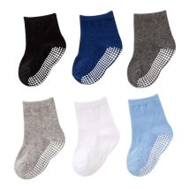 Sollbry - Lot de 6 chaussettes antidérapantes pour enfants, tout-petits, bébés avec poignées pour garçons et filles de 1 à 3 ans, chaussettes en