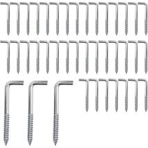 Lot de 70 M4 Crochets à Vis Vis D'angle Crochets l Crochet a Visser Acier au Carbone Vis pour Suspendre Plantes Ustensiles de Cuisine Carillons
