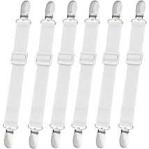 Lot de 8 sangles réglables pour drap de lit, pinces pour drap de lit, support élastique pour drap-housse, pinces pour sangles pour drap-housse,