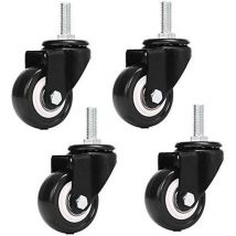 M8x25mm 4 pièces de support de charge 240 kg chariot roulette tournante pu meubles poudre remplacement (sans roulettes de frein) - Sollbry
