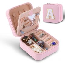 Sollbry - Mini boîte à bijoux, boîte à bijoux portable en cuir pu boîte de rangement de bijoux de voyage avec miroir ustensiles de voyage présentoir
