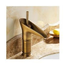 Sollbry - Mitigeur lavabo avec bec cascade en laiton pour un look antique