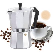 Moka Pot, Cafetiere Italienne 6 Tasses, Cafetières Italiennes Espresso, Cafetiere Moka Italienne, pour Plaques Gaz et Vitrocéramiques, 300ml,