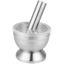 Sollbry - Mörser- und Stößel-Sets aus Edelstahl, Mörser und Stößel, Gewürzmühle aus Edelstahl, Pillenzerkleinerer mit Deckel für die Küche
