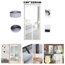 Moustiquaire Porte Magnétique 120x220cm Fermeture Automatique Maille Ultra Fine Moustiquaire Aimantée pour Porte Rideau de Porte Sans Perçage, Blanc