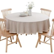 Nappe Ronde en Coton et Lin Protéger et décorer la Table Kaki Diamètre 160 cm - Sollbry