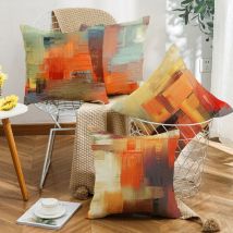 Orange Throw Pillow Covers Burnt Orange Grey Lot de 4 housses de coussin décoratives pour canapé salon décor à la maison, 18 x 18 pouces - Sollbry