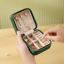 Sollbry - Organisateur de bijoux de voyage en velours pelucheux, petite boîte à bijoux de voyage, boîte à bijoux portable, mini organisateur de