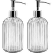 Sollbry - Pack Glass Soap Dispenser, 400ML Liquid Soap Dispensers with Pump, Refillable Lotion and Soap Dispensers for Kitchen, Bathroom, Laundry