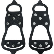 Paire de crampons antidérapants à 8 dents pour chaussures de randonnée, neige, marche, crampons à ongles (noir, 24 × 7,5 × 11 cm) - Sollbry