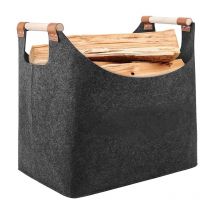 Sollbry - Panier en bois de chauffage Panier en feutre extra épais et poignée renforcée Panier en bois pliable en feutre sac comme panier de