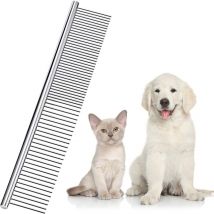 Peigne d'Animaux de Compagnie en Acier Inoxydable Peigne de Toilettage d'Animaux de Compagnie Peigne de Chiens à Dents Rondes pour Chiens et Chats