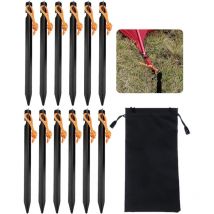 Piquets de Tente 12 pièces, piquets en métal de 18 cm, piquets de Terre pour tentes, piquets de Tente en Aluminium pour sols durs, piquets de Tente