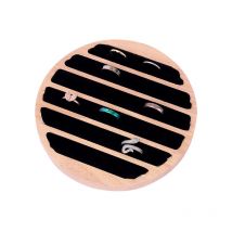 Sollbry Plateau de Présentation de Bijoux en Bois, 6 fentes Anneau Boucle D'Oreille Affichage Support Stockage en Cuir Noir Insérer Organisateur
