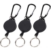 Porte Badge Enrouleur, 3 Pcs Porte-clés Rétractable, Dérouleur Badge, Porte Clé, Mousqueton Avec Enrouleur Rétractable, Longe Extensible Key Chain